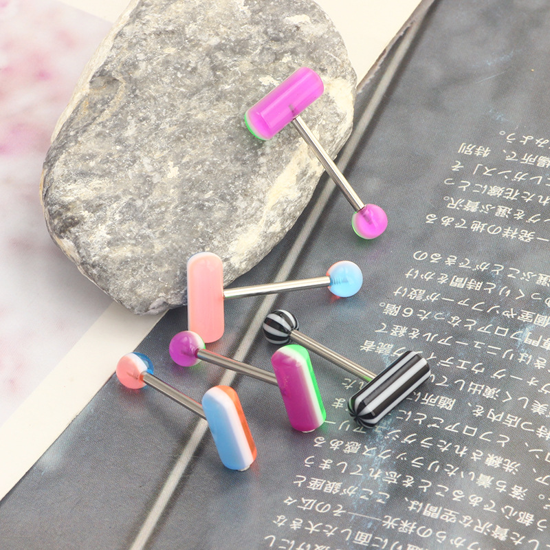 4g Weight Tongue Nail Classification Tongue Rings Piercing Type 1 Piece Quantity 1 Piece Belly Rings Simple Style Classic Style Solid Color 304 Stainless Steel Plating Tongue Rings