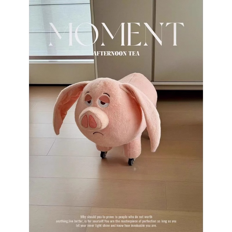 Juguete de peluche de cerdo volador Nezha de lujo ligero, silencioso, Taiyi Zhenren, puede sentarse en el taburete, asiento de cerdo, muñeco