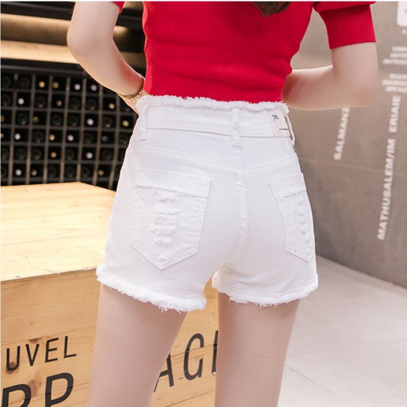 Fringe Hem Denim Shorts Detail