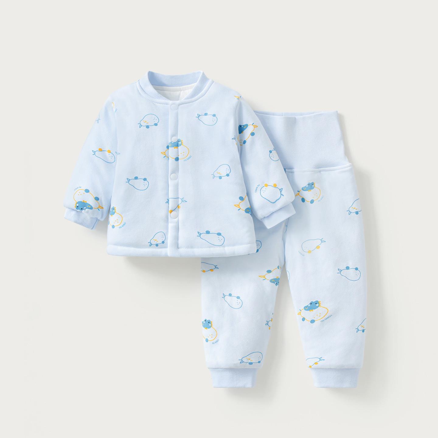 Babe set de algodón otoño-invierno para niños y niñas cálido intercalado de algodón separado chaqueta de algodón para niños cintura alta para proteger el vientre de la ropa de algodón para bebés