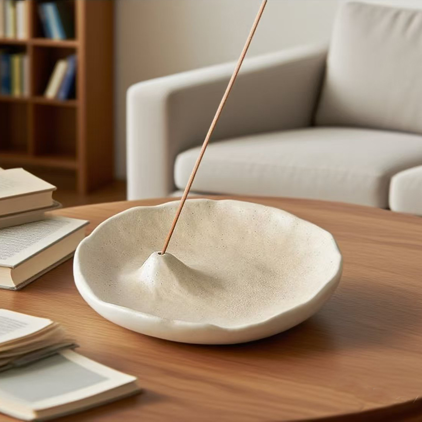 Ceramic Incense Tray Wabi-Sabi Style Incense Holder Home Retro Chinese Sandalwood High-End Creative Base Tray Ornaments