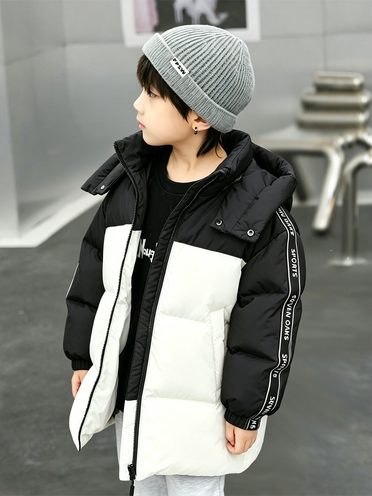 Children's long winter velvet down jacket for boys
