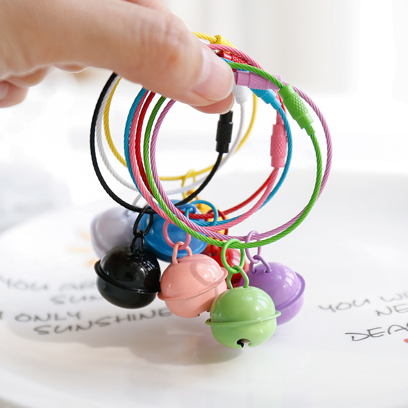 Creative candy color Bell keychain color paint wire ring student schoolbag pendant gift doll ornaments Creative candy color Bell keychain color paint wire ring student schoolbag pendant gift doll ornaments