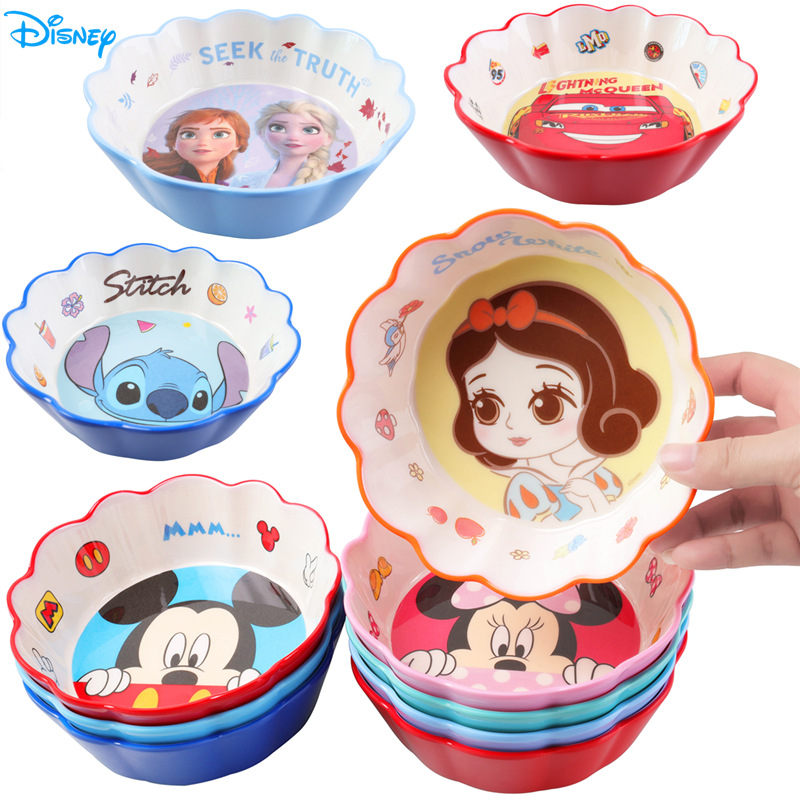 Disney Kidsren's Bowl Anti-Fall and Anti-Scalding Tableware Durable and Cute Melamine Bowl Kidsren's Male and Female Baby Resin Tableware