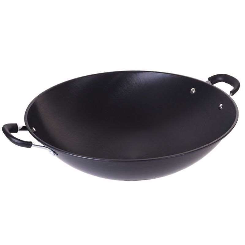 Zhongkang sartén de hierro hogar de doble oreja de acero inoxidable wok chef especial de fondo redondo wok no recubierto de gas no oxidado