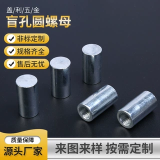 厂家直销碳钢不锈钢盲孔圆螺母加大加长螺母管内非标螺母配重铁块