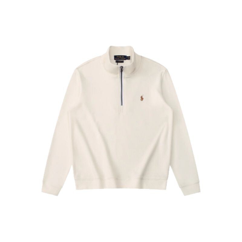 2025 Men's Sweatshirt Half-Zip Stand Collar Spring and Autumn New Embroidered Pony Logo Trendy Long Sleeve Casual Ribbed Sweatshirt