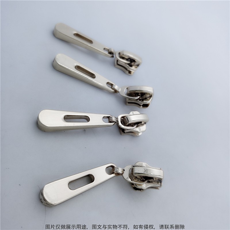 日式极简风拉链头镂空几何拉片 新中式风拉链头亮银拉片汉服配饰