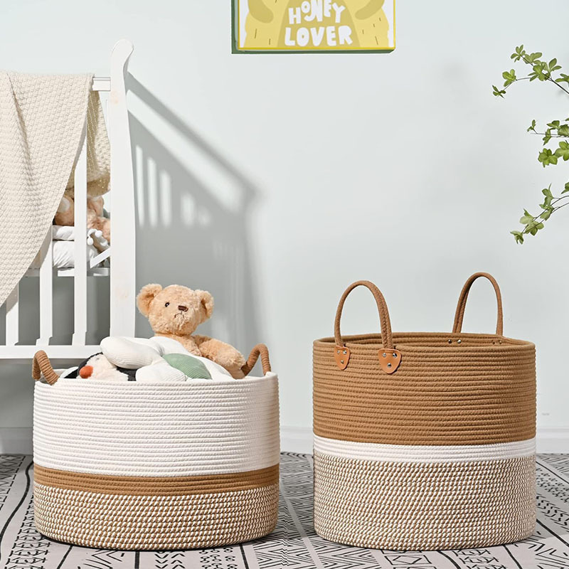 Cordón de algodón cesto de ropa sucia estilo japonés gran capacidad cesto de lavandería almacenamiento de juguetes de bebés armario cesto de almacenamiento