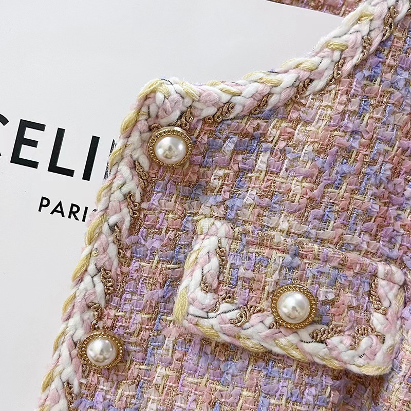 Korean Style Versatile Fashionable Short Tweed Chanel-Style Jacket for Women 2025 Autumn New Slim-Fit Elegant Top for Women