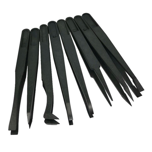 8-piece set of DIY hand tools carbon fiber anti-static plastic tweezers plastic tweezers
