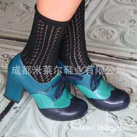 女圆头人造PU欧美女式时装单鞋后拉链玛丽珍鞋增高高跟女鞋