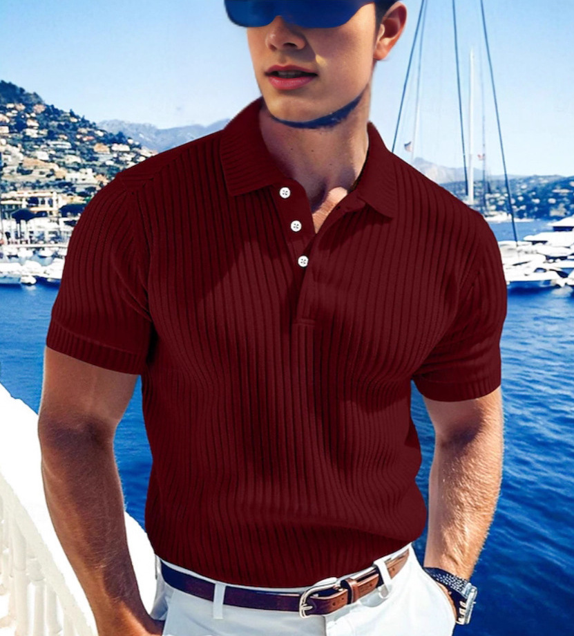 Polo hombre performance transpirable corte slim cuello en v_voghion.com