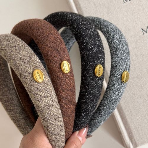 Oval gold buckle literary retro wide version headband new style exquisite foreign style sponge high skull headband high-end and simple