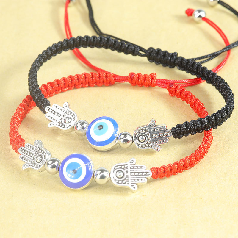 Ethnic Style Bracelet Evil Eye Men's and Women's Hand Cool Wind Palm Blue Eye Evil Eye Red Rope Adjustable Bracelet