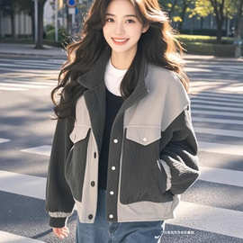 25春秋季新款简约时尚韩版百搭撞色外套聚酯纤维71-80%混纺轻奢+