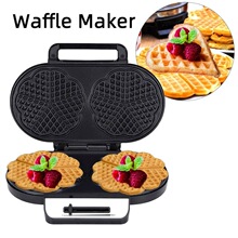家用110v二片双盘爱心华夫饼机三明治机电饼铛早餐机Waffle maker
