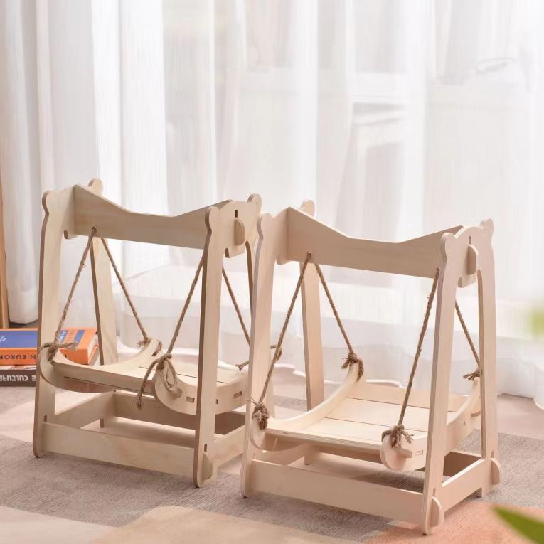 Jaula de madera para gatos, hamaca colgante, nido para gatos, columpio para mascotas, cama para gatos, cama mecedora extraíble de madera maciza, nido para gatos de madera maciza