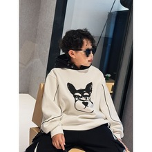 男童加绒卫衣秋冬新款儿童洋气连帽上衣中大童装一体绒宽松外套潮