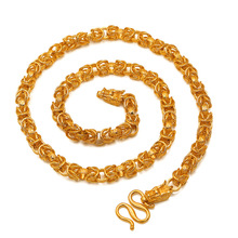 龙头项链仿金镂空男士复古霸气铜镀金10mm龙骨链欧币电镀