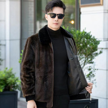 男士冬季外套新款加绒加厚水貂皮大衣中青年男款高档皮草皮毛一体