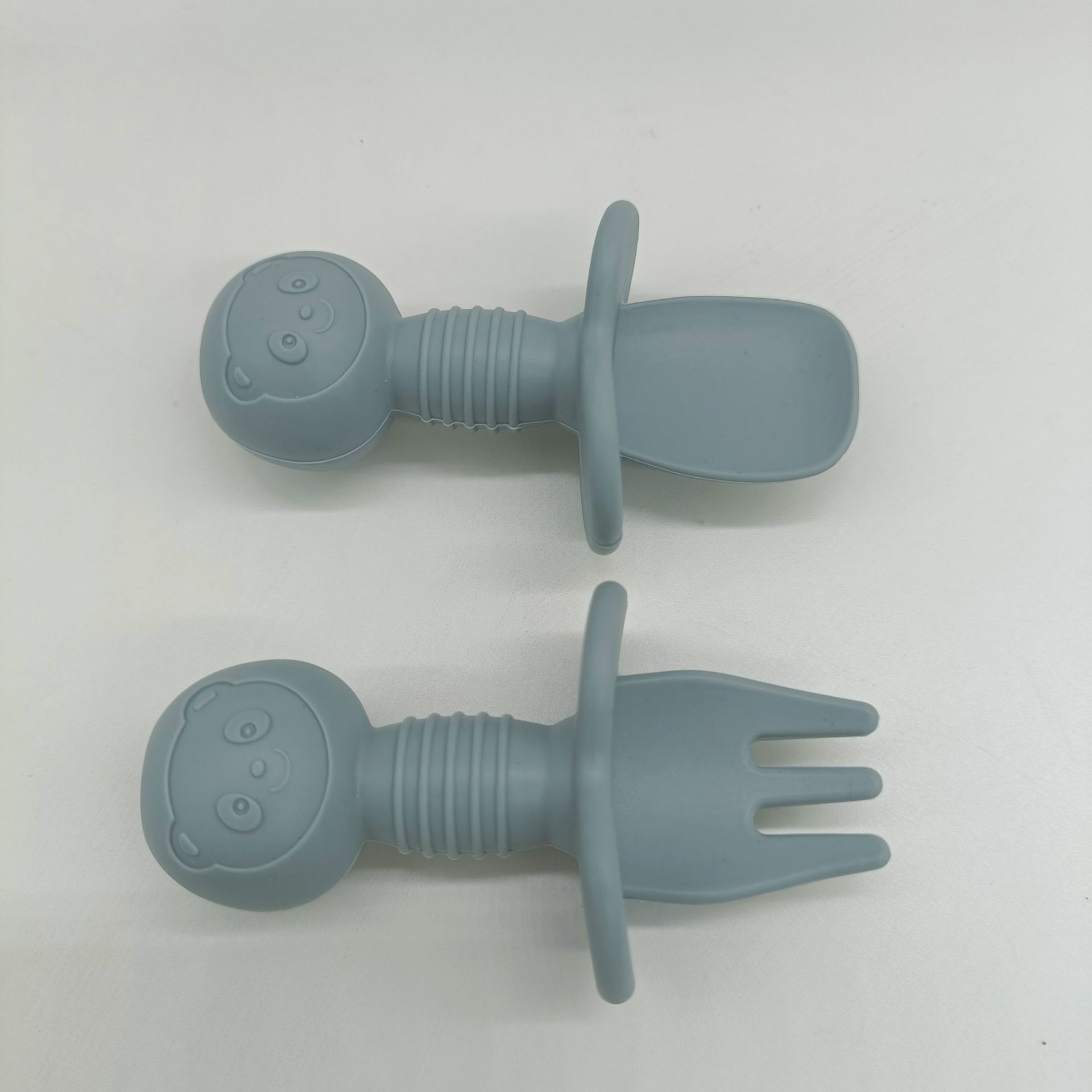 短柄宝宝舔舔叉勺short handle silicone spoon and fork set