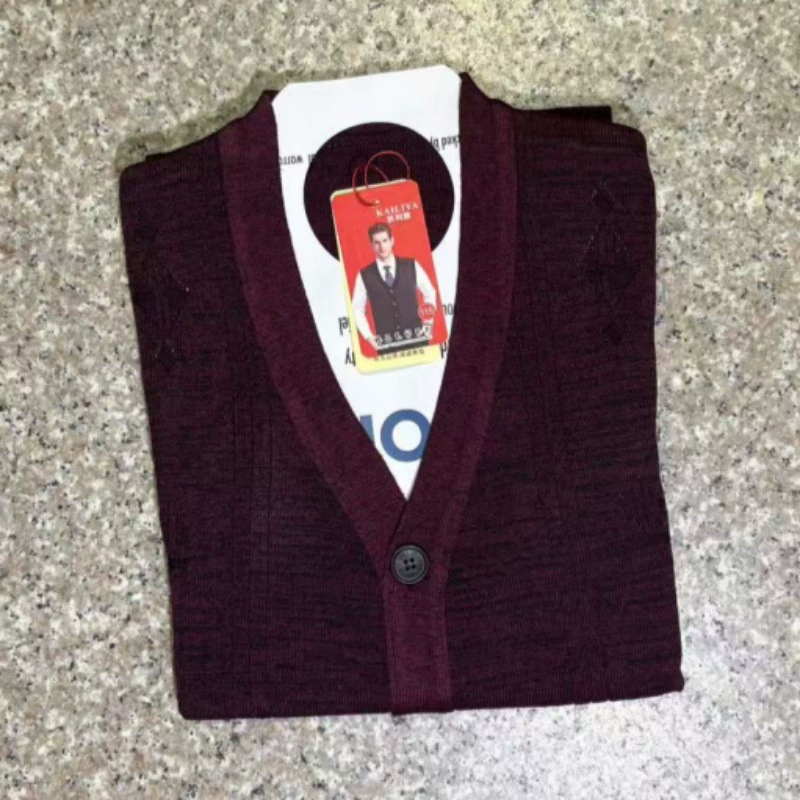 Sleeveless V‑Neck Knitted Vest Cardigan for Men, Middle‑Aged, Autumn, Sizes XL–3XL