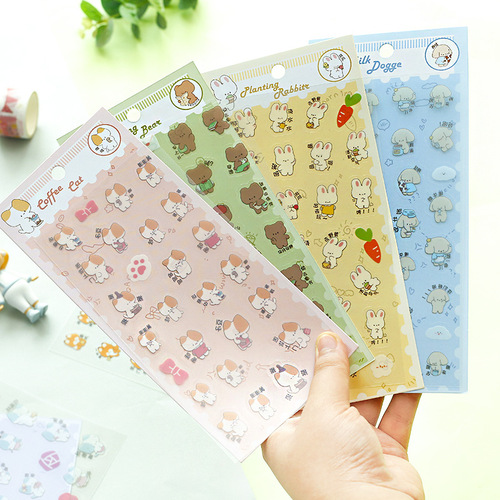 PET Stickers: Student Phone & Item Decorations—Cute, Cartoon Designs, Easy-to-Tear, Waterproof for DIY Journals
