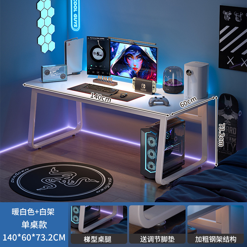 Tablero de agujero Escritorio de computadora Escritorio de mesa de deportes electrónicos de color nogal Dormitorio Escritorio para el hogar Estantería Escritorio integrado Escritorio