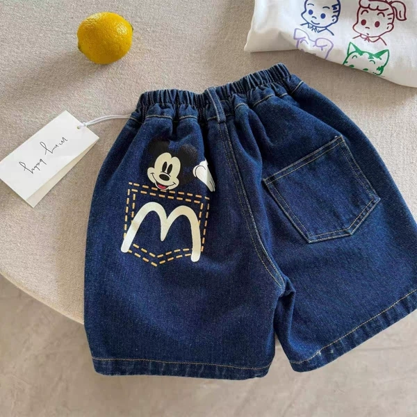 Blue Mickey Print Shorts
