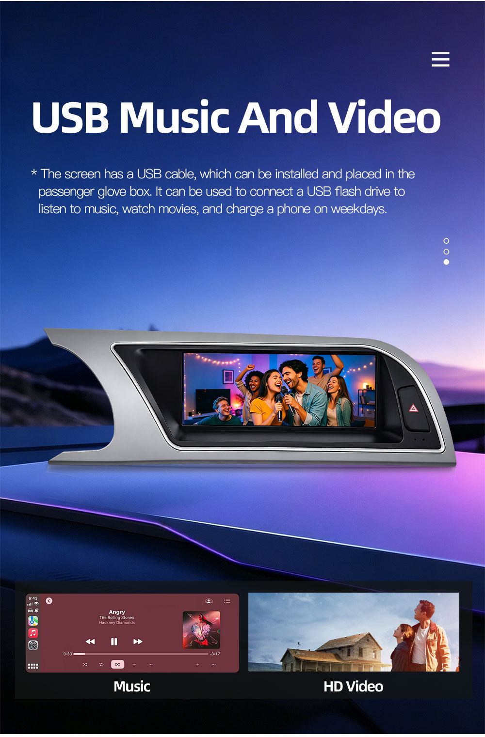 8.8inch Suitable for Audi A5 S5 B8 8t Car Central Control Large Screen Navigation Carplay Player