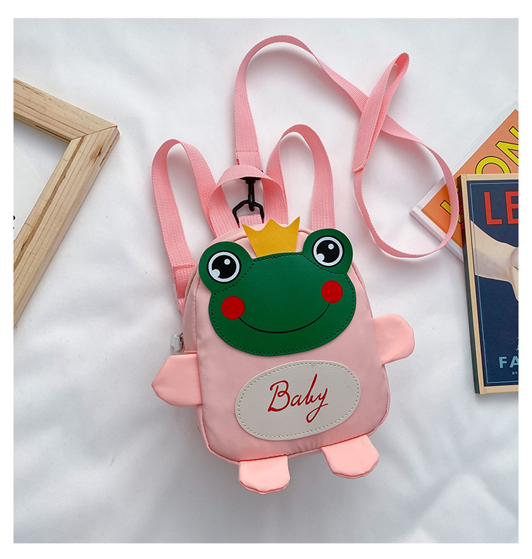 Kindergarten schoolbag for children, boys and girls, 1-3-5 years old, anti-wandering rope, cute frog, double-shoulder baby small backpack undefined