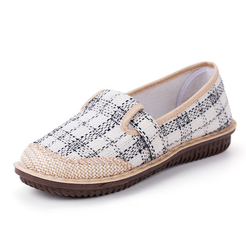 Fisherman's Shoes  Spring Slip-On Soft Sole Mom's Shoes Breathable Old Beijing Cloth Shoes Linen Straw Casual Women's Shoes