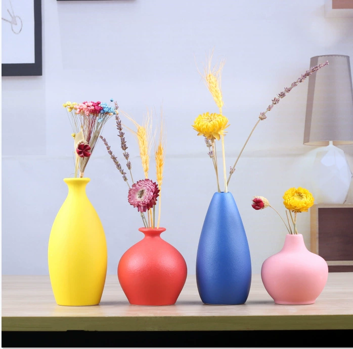 Скандинавский стиль Творческий Простой Настольный светильник Роскошная керамическая Маленькая ваза гостиная телевизор шкаф Цветочная композиция украшение из сухоцветов