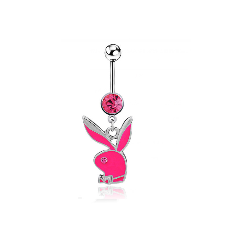 Simple Style Rabbit Stainless Steel Plating Inlay Artificial Gemstones Women's Belly Ring display picture 2