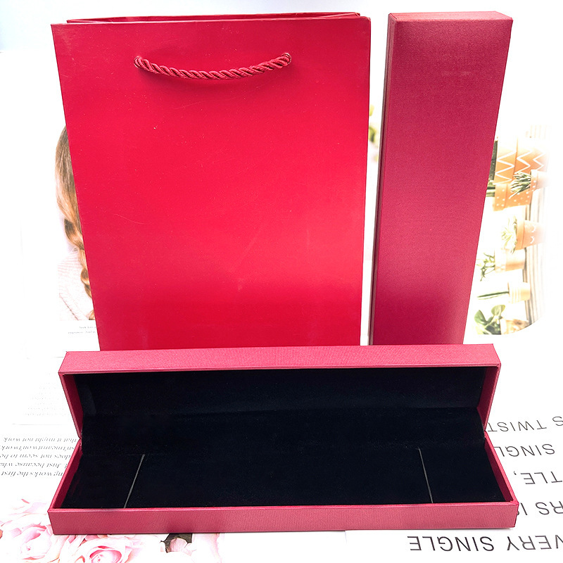 酒红胶盒 珠宝首饰盒项链盒手链盒 简约时尚金店首饰盒
