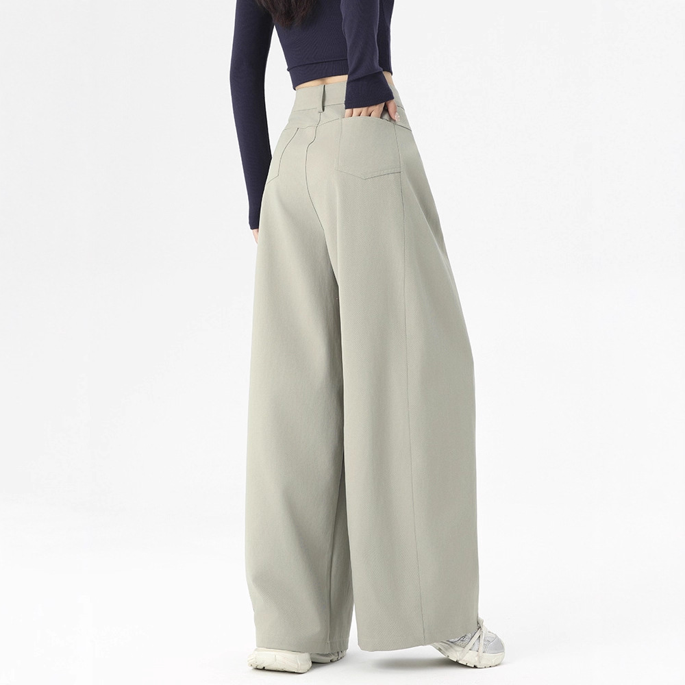 Women's Suit Wide-Leg Pants Spring 2026 New High-Waisted Slimming Gray High-End Loose Straight Drape Casual Pants