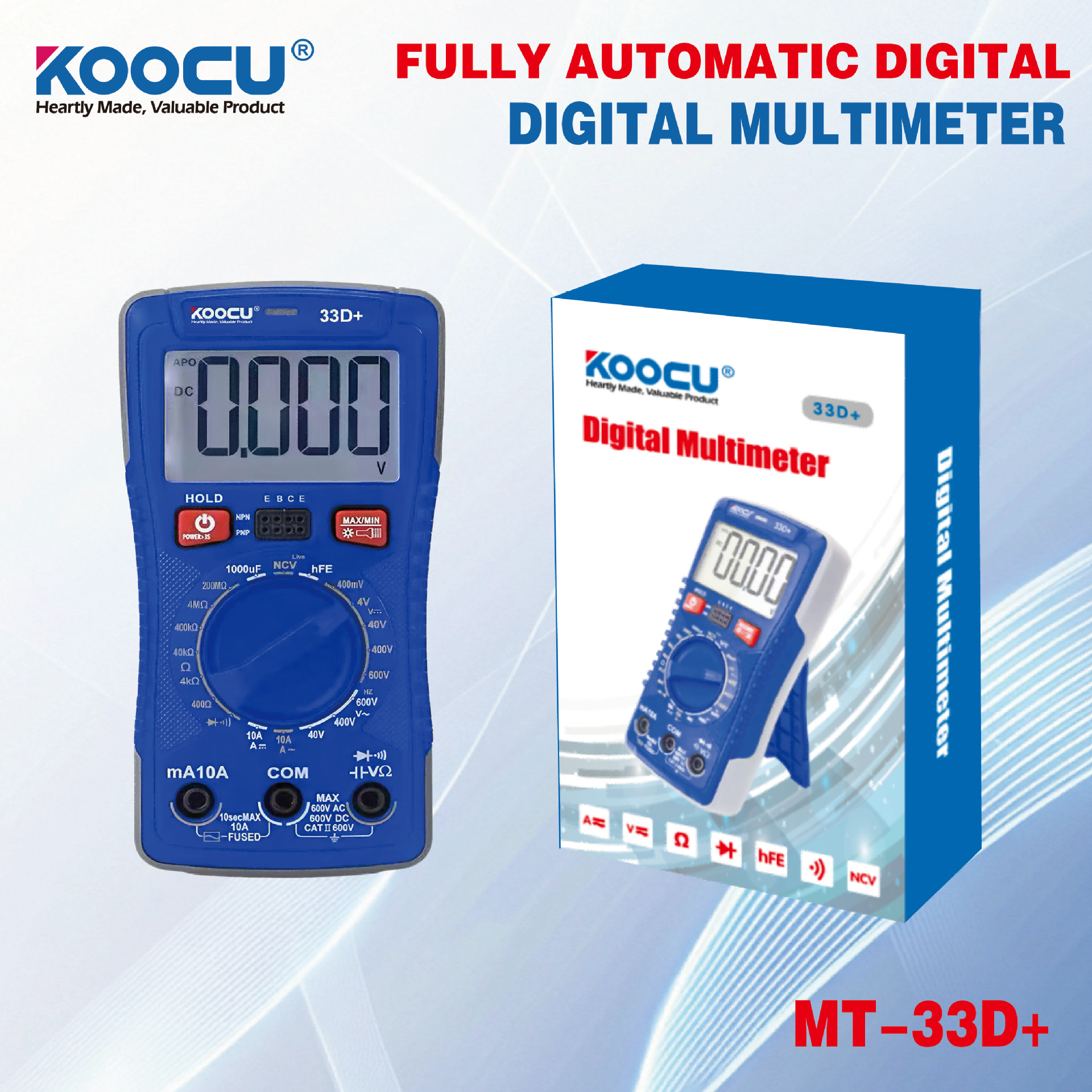高质量数字万用表33D+便携式多功能型高精度电工表