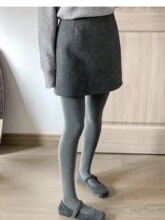 灰色毛呢半身裙女2025秋冬季外穿打底小个子a字包臀短裙修身显瘦