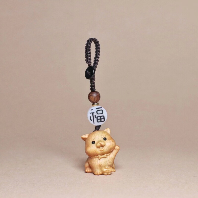 崖柏木彫りの創造的な可愛い十二支キーホルダー、携帯電話の飾り、男女兼用、文玩工芸品|undefined