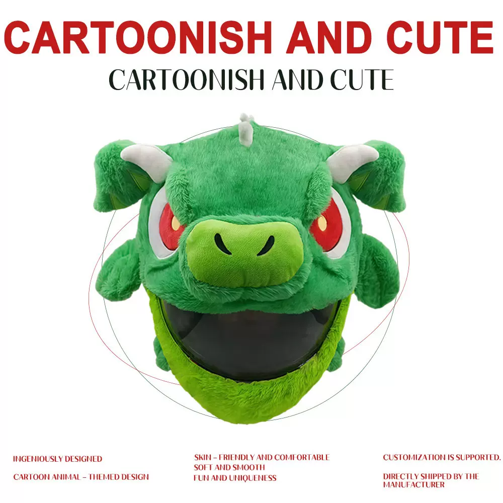 定制摩托车头盔套可爱卡通防刮毛绒套摩托车全盔揭面盔防护头盔套