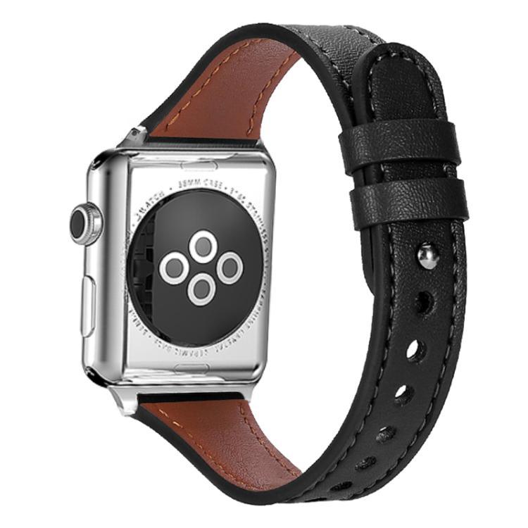 Correa de cuero de cintura de doble anillo de un solo clavo para Apple Watch 38mm - 49mm