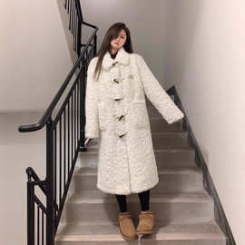 皮毛一体鹿皮绒2025年新款女冬季保暖立领皮草大衣毛毛加长款外套