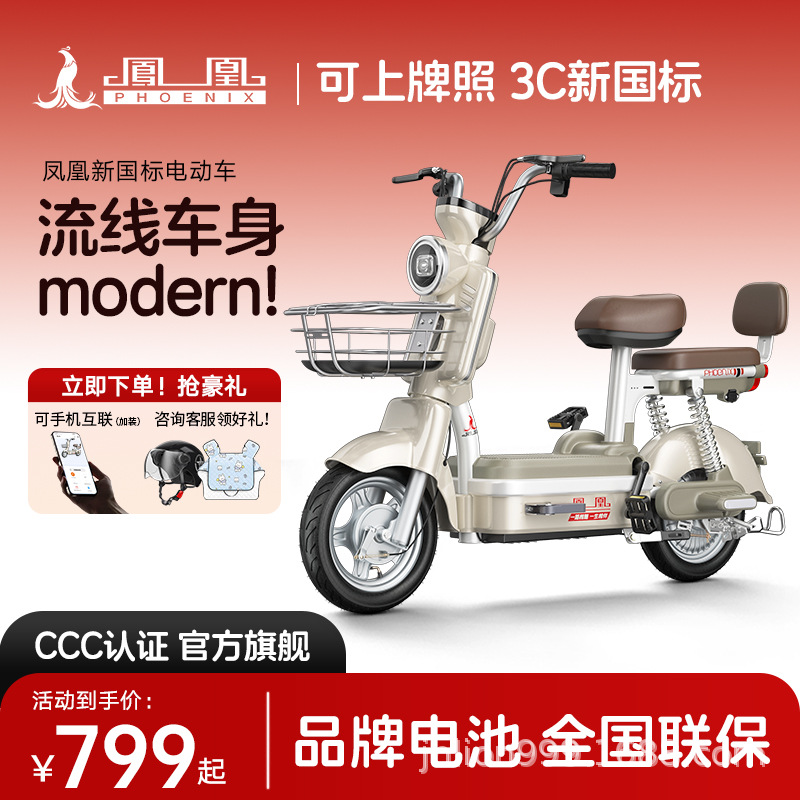 Phoenix New National Standard Electric Vehicle New Retro Electric Bicycle Adult Lightweight Small Electric Scooter for Girls