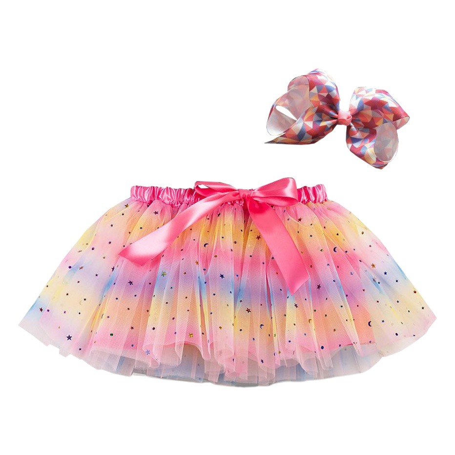 Falda de las nuevas muchachas europeas y americanas con forro y horquilla de arco Xingyue malla Tutu falda pettiskirt ropa para niños