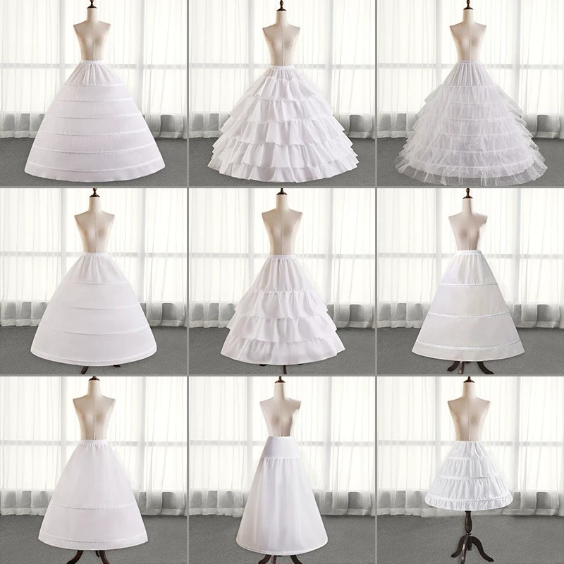 Bridal wedding dress petticoat Lolita floral fishbone ultra-puffy long gown support adjustable underskirt