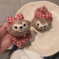 可愛雪莉玫發圈扎頭髮皮筋小熊頭繩女高馬尾氣質卡通少女髮飾頭飾