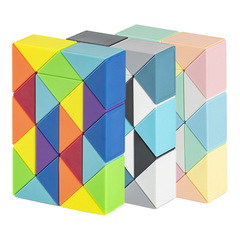 Multi-color Macaron Magic Ruler (24 Sections) – Kids' Educational Toy; Rainbow-Hued, Versatile 3D Snake & Cube Puzzle Game