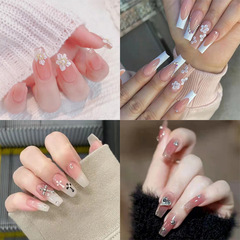 Sweet Fairy Wearable Nails Removable Nails Cute Sweet Girl Pure Desire Blush Nails Ice Translucent Fake Nails Finished Product