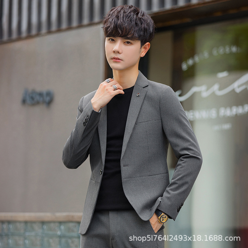 A29 Danxi Spring and Autumn Casual Small Suit Jacket Men's Korean-style Slim-fit Gray Top Dress Business Suit
